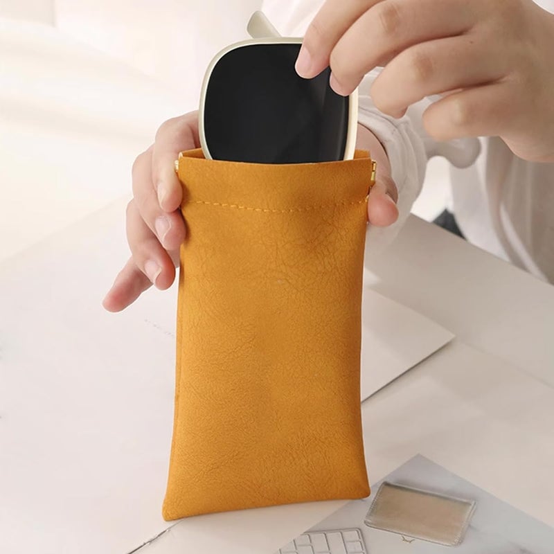 Ldirect 3 Pack Leather Eyeglasses Cases PU Soft Sunglasses Pouch Squeeze Top Portable Glasses Cases for Men Women - Image 3